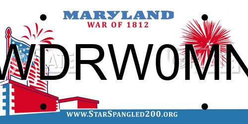 WDRW0MN Maryland License Plate