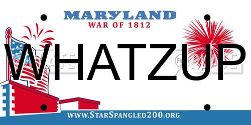 WHATZUP Maryland License Plate
