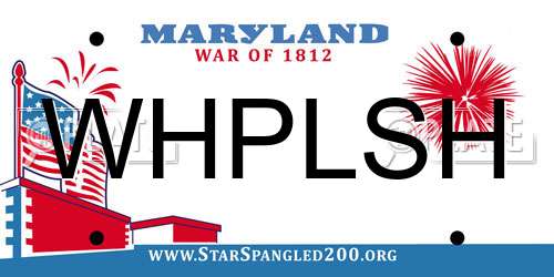 WHPLSH Maryland License Plate