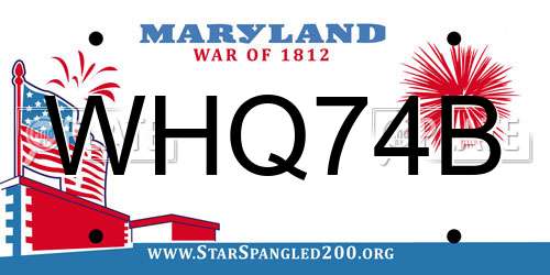 WHQ74B Maryland License Plate