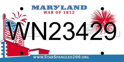 WN23429 Maryland License Plate