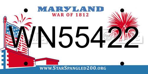 WN55422 Maryland License Plate