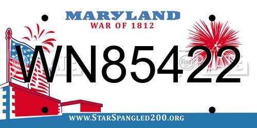 WN85422 Maryland License Plate