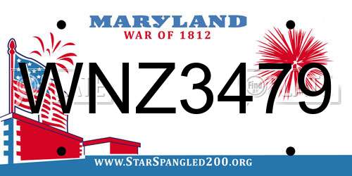 WNZ3479 Maryland License Plate
