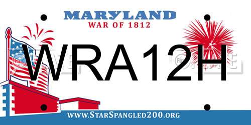 WRA12H Maryland License Plate