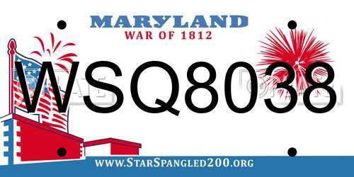 WSQ8038 Maryland License Plate