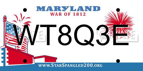 WT8Q3E Maryland License Plate