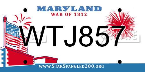 WTJ857 Maryland License Plate