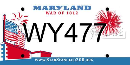 WY477 Maryland License Plate