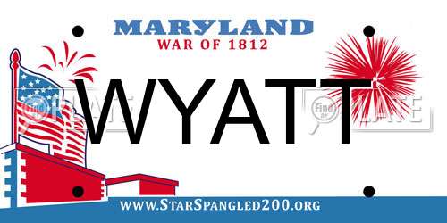 WYATT Maryland License Plate