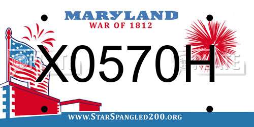 X0570H Maryland License Plate