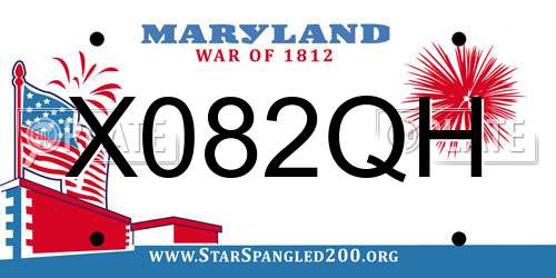 X082QH Maryland License Plate