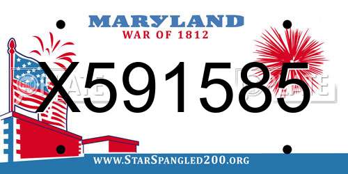 X591585 Maryland License Plate