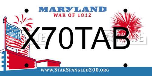 X70TAB Maryland License Plate