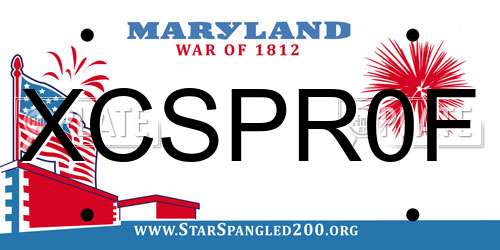 XCSPR0F Maryland License Plate