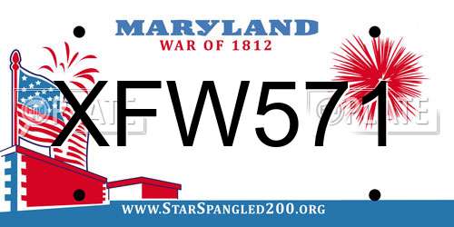 XFW571 Maryland License Plate