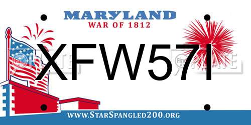 XFW57I Maryland License Plate