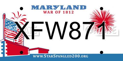 XFW871 Maryland License Plate