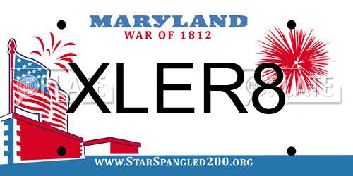 XLER8 Maryland License Plate