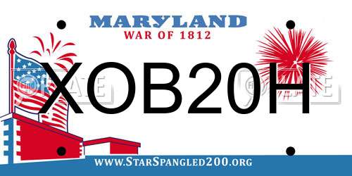 XOB20H Maryland License Plate