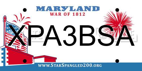 XPA3BSA Maryland License Plate