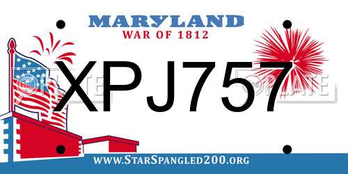 XPJ757 Maryland License Plate