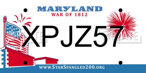 XPJZ57 Maryland License Plate