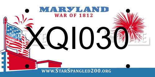 XQI030 Maryland License Plate