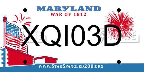 XQI03D Maryland License Plate