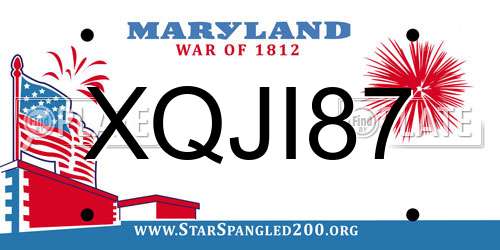 XQJI87 Maryland License Plate