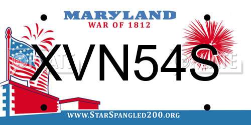 XVN54S Maryland License Plate