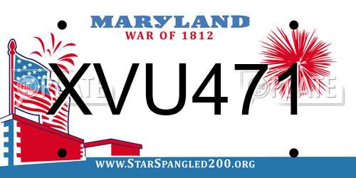 XVU471 Maryland License Plate