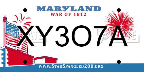 XY3O7A Maryland License Plate