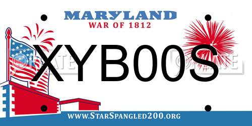 XYB00S Maryland License Plate