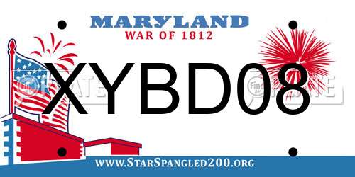 XYBD08 Maryland License Plate