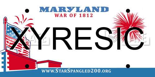 XYRESIC Maryland License Plate
