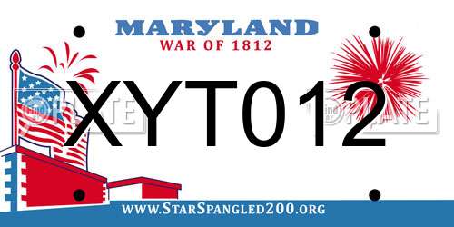 XYT012 Maryland License Plate