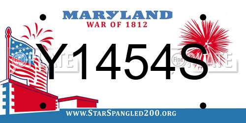 Y1454S Maryland License Plate
