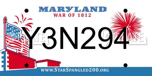 Y3N294 Maryland License Plate