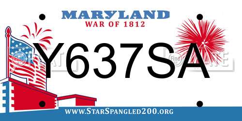 Y637SA Maryland License Plate