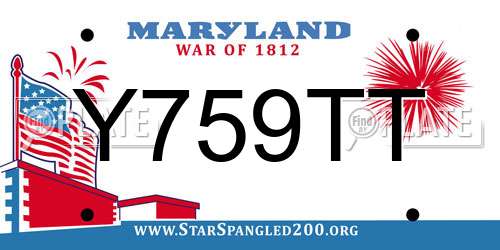 Y759TT Maryland License Plate