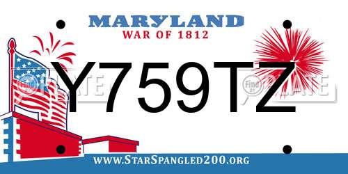 Y759TZ Maryland License Plate