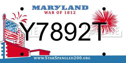 Y7892T Maryland License Plate