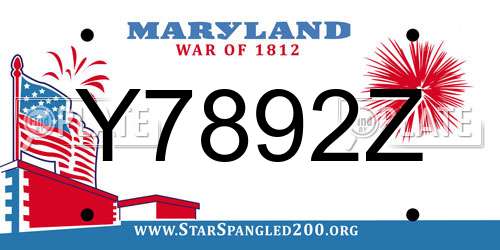 Y7892Z Maryland License Plate