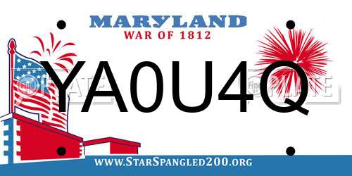 YA0U4Q Maryland License Plate