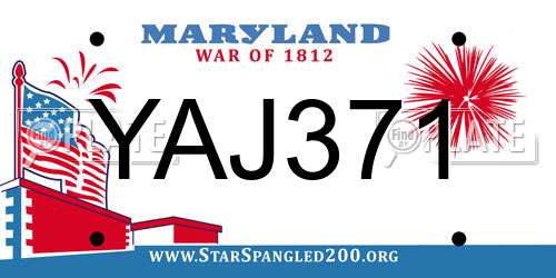 YAJ371 Maryland License Plate