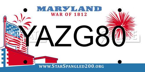 YAZG80 Maryland License Plate