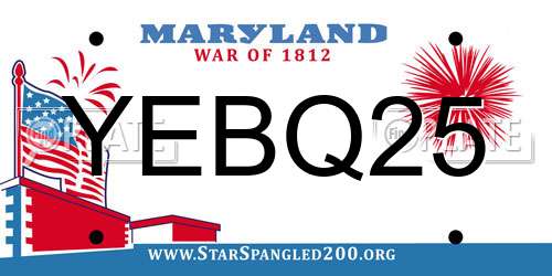 YEBQ25 Maryland License Plate