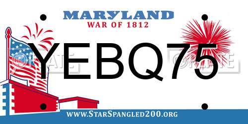 YEBQ75 Maryland License Plate