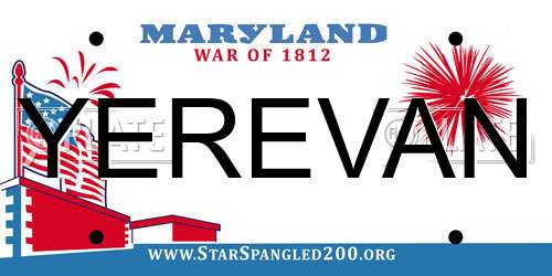 YEREVAN Maryland License Plate